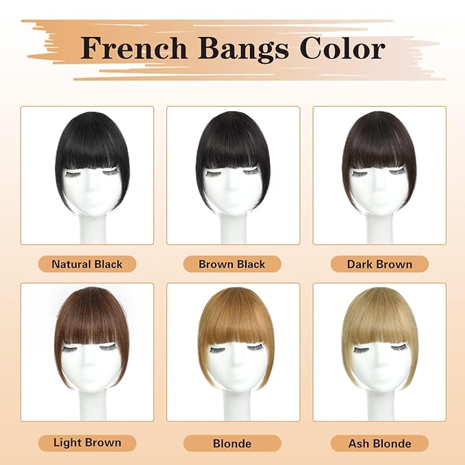 NAYOO Bangs Hair Clip in Bangs 100% Real Human Hair Extensions French Bangs Clip on Air Bangs for Women Hairpieces Curved Bangs (Blonde)