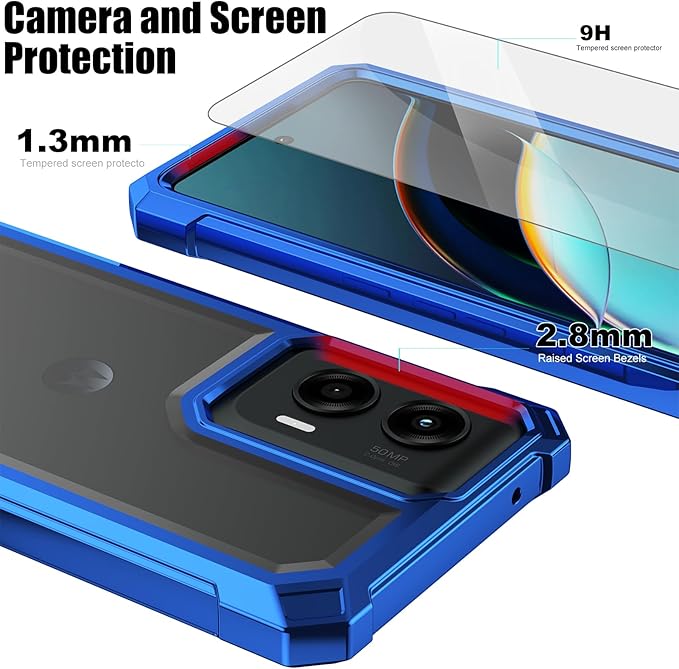 Ailiber for Motorola Moto G Stylus 5G 2024 Cell Phone Case, Motorola G Stylus 2024 Case with Screen Protector, Dual Layer Shockproof Bumper, Anti Yellowing, Slim [Scratch-Resistant]-Blue