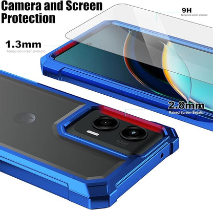 Ailiber for Motorola Moto G Stylus 5G 2024 Cell Phone Case, Motorola G Stylus 2024 Case with Screen Protector, Dual Layer Shockproof Bumper, Anti Yellowing, Slim [Scratch-Resistant]-Blue