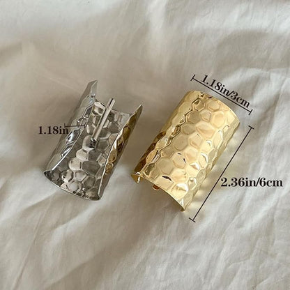 2 Pcs Honeycomb Shape Ponytail Holder Hair Clips 2.36Inch Metal High Ponytail Cuff Hair Barrettes, Decorative Strong Hold French Fine Hair Jaw Clips Accessories for Women Girl (Gold, Silver)