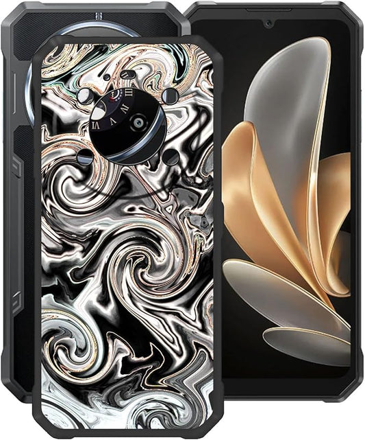 Case for Fossibot F109 5G (6.74"), Black Soft TPU Bumper Phone Case, Slim Shockproof Silicone Military Grade Drop Protective Shell for Fossibot F109 5G - Ink Swirl