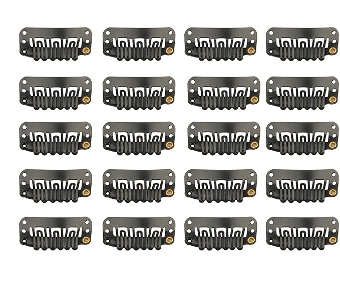 20 Pcs U-Shape Stainless Steel Snap Clips for Hair Extensions, Wigs, Hairpieces - Black Wig Accessories Clips & Combs