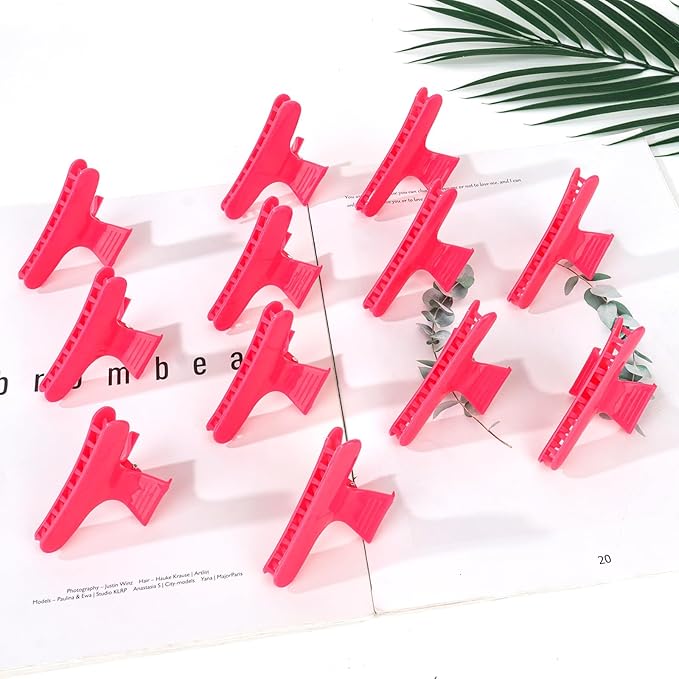 Ondder Light Red Butterfly Hair Clips for Styling Sectioning Pro Salon Butterfly Plastic Claw Clips Hair Styling Clip Barber Clips for Cutting, Coloring Hair, Hair Accessories for Women Girls