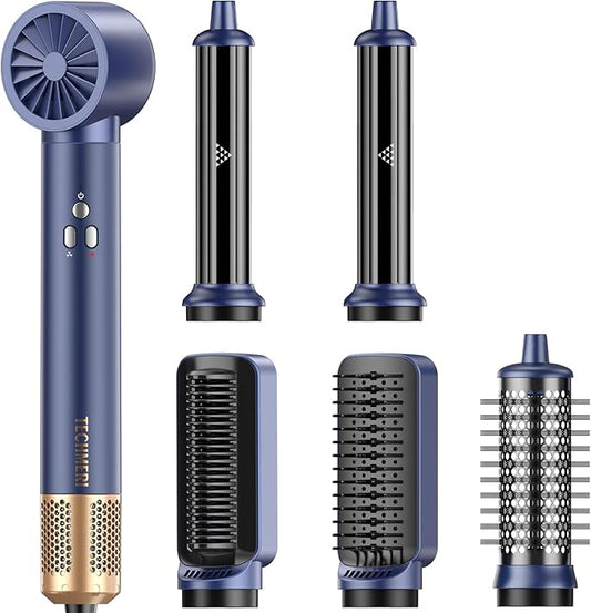Air Styler Hair Dryer Brush - 6 in 1 Hair Styler Ionic Auto Wrap Hot Air Curler Blow Dryer Brush, 38m/s High Speed Blowout Airflow Hair Dryer Multi Styler Fast Drying Styling for Curly/Straight Hair