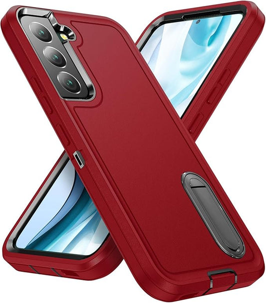 for Samsung Galaxy S22 Plus Case Galaxy S22+ Case with Kickstand Case 3-Layer Military Grade Protective Case Cover Silicone Rugged Shockproof for Galaxy S22 Plus S22+ Phone Case Red+Black