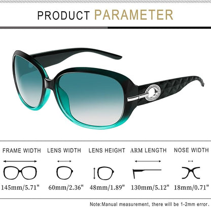 Joopin Big Womens Sunglasses Polarized Trendy Sun Glasses Large Rectangle UV Protection Rhinestone Sunnies