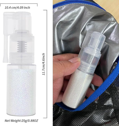 MEICOLY White Hair and Body Glitter Spray,Shinny Sparkle Glitter Spray for Clothes,Loose Shimmer Hairspray for Festival Rave Makeup/Stage Performance,Lightweight,25g/0.88OZ