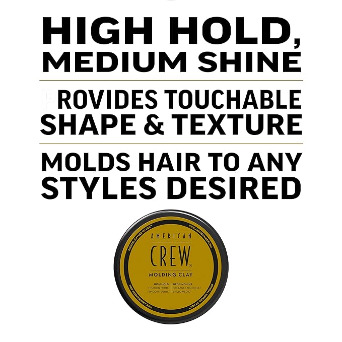 American Crew Men's Hair Molding Clay (OLD VERSION), Like Hair Gel with High Hold with Medium Shine, 3 Oz (Pack of 1)