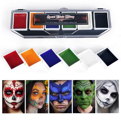 6 Colors Alcohol Activated SFX Makeup Paint Palette, Professional Waterproof Sweatproof Face and Body Paint,Long Lasting Special Effect Makeup Use for Cosplay, Theatre, Film