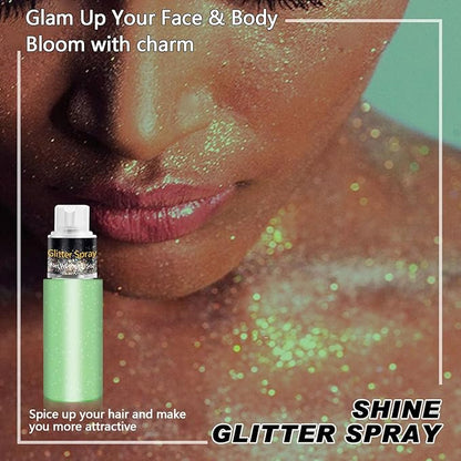 Non-Aerosol Hair and Body Glitter Spray, Holographic Glitter Highlighter Powder, Face Body Clothes Shiny Glitter, Loose Shimmer Hairspray Festival Rave Prom St. Patrick's Day Accessories