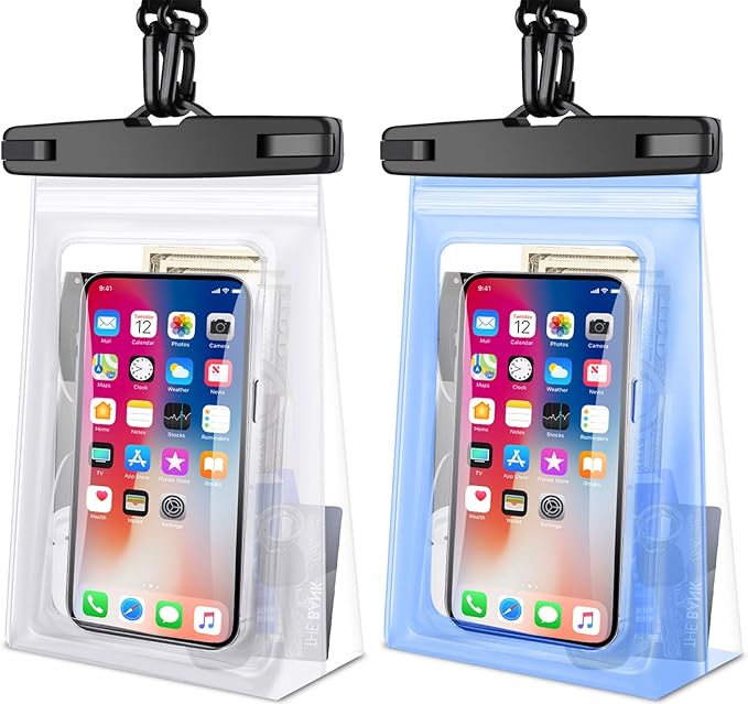 2Pack 9" Large Waterproof Phone Pouch Floating [with Zip Lock Seal], Cell Phone Dry Bag for iPhone 15 14 13 12 11 Plus Pro Max Samsung S23 S22 Ultra Water Proof Case Holder for Swimming