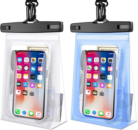 2Pack 9" Large Waterproof Phone Pouch Floating [with Zip Lock Seal], Cell Phone Dry Bag for iPhone 15 14 13 12 11 Plus Pro Max Samsung S23 S22 Ultra Water Proof Case Holder for Swimming