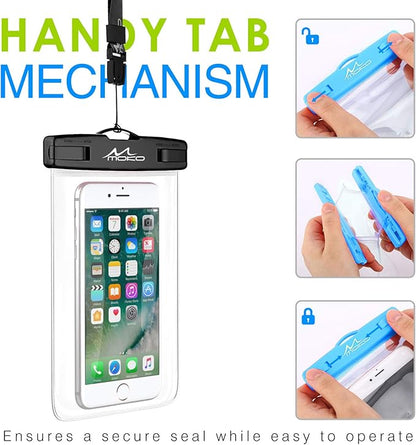 MoKo Waterproof Phone Pouch 2Pack, Underwater Phone Case Dry Bag with Lanyard Compatible with iPhone 16 14 13 12 11 Pro Max X/Xr/Xs Max/SE 3, Galaxy S21/S10/S9, Note 10/9/8, Black+Mint Green
