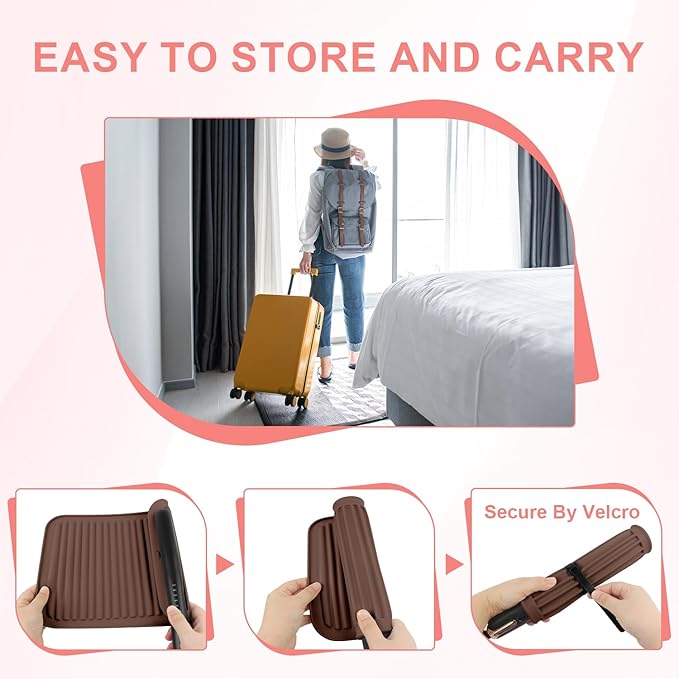 Large Silicone Heat Resistant Mat, Professional Hot Hair Tools Mat for Curling Iron, Flat Iron, Hair Straightener, Portable Hot Pad Cover with Velcro for Travel Home Salon(11.8" x 9.0")