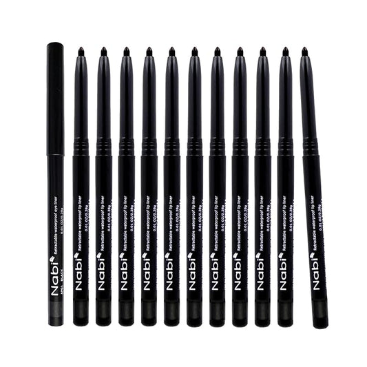 Nabi Retractable Waterproof Eyeliner Pencil – 12‑Pack Smudge‑Proof, Long‑Lasting & Hypoallergenic Professional Makeup Eyeliner for Sensitive Eyes
