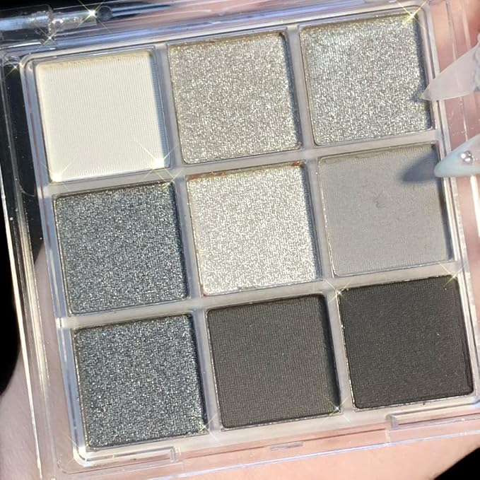 9 Colors Eyeshadow Palette - Dark Punk Smoky Eyeshadow Theme, High Pigmented Blendable Matte & Glitter Shimmer Finishes, Long Lasting Eye Makeup for Christmas & Music Festivals(Dark Punk Smoky)