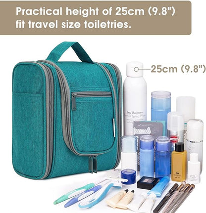 Narwey Small Hanging Travel Toiletry Bag Cosmetic Make up Organizer for Women and Men (Medium, Teal)