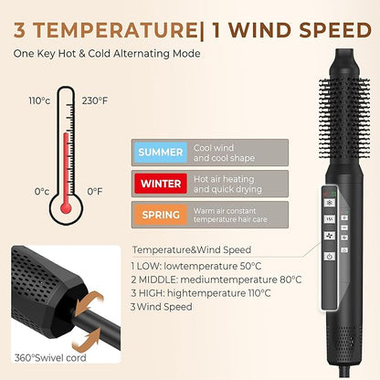 5 in 1 Air Styler, Air Wrap Hair Styler, 1300W Hair Dryer Brush with High-Speed Negative Ionic, Auto-Wrap Curler, Straightening & Hot Air Brush, Blow Dryer Brush for Fast Drying No Heat Damage