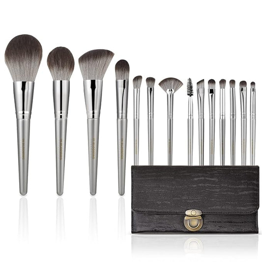 Makeup Brushes Set Makeup Foundation Brush Advanced Foundation Blush Contour Foundation Concealer Eye Shadow Brush Makeup Set (Silver)