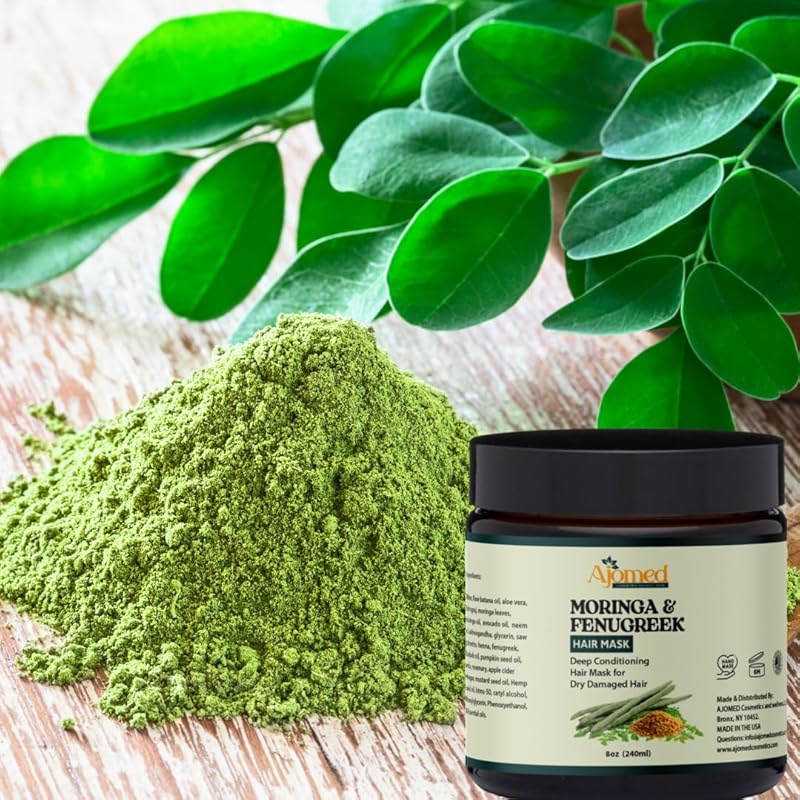 MORINGA & FENUGREEK HAIR MASK- HAIR treatment masque- Conditioner for Dry or Damaged Hair & dandruff (8 Ounces)