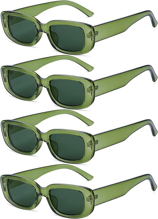 4 Pieces Retro Vintage Sunglasses Small Square Rectangle 90s Glasses Trendy Y2K for Women Aesthetic Accessories