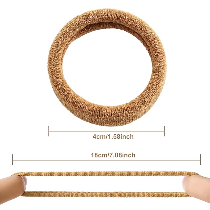 100 Pcs Thick Seamless Hair Ties, Ponytail Holders Hair Accessories No Damage for Thick Hair (Light Brown Colors)