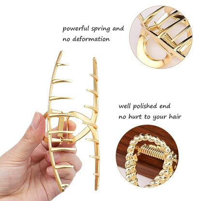 Mehayi 3 PCS Metal Large Claw Clips for Thick Heavy Hair, Strong Hold Big Non-Slip Hair Catch Barrette Jaw Clamp for Long Hair, Fashion Styling Accessories for Women Girls