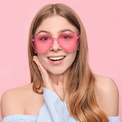 Pibupibu 8 Pack Pink Sunglasses for Women Collection Trendy Cute Costume Accessories Eyewear Set (Transparent/Solid/Mix)