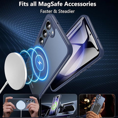 OWKEY for Galaxy S23 Case 6.1'', Magnetic Samsung Galaxy S23 Case for Magsafe with Screen Protector, [Military Grade Protection] Shockproof Phone Cover S23 Case Protective Case for Samsung S23, Blue