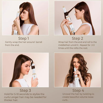 Blow Dryer Brush 5 in 1, Negative Ion Hair Dryer Brush Set Air Styler Curling Wrap Air Curler, Upgrade Hot Air Brush Curling Iron Hair Styling Tools As A Gift for Straight/Curl/Drying/Smoothing