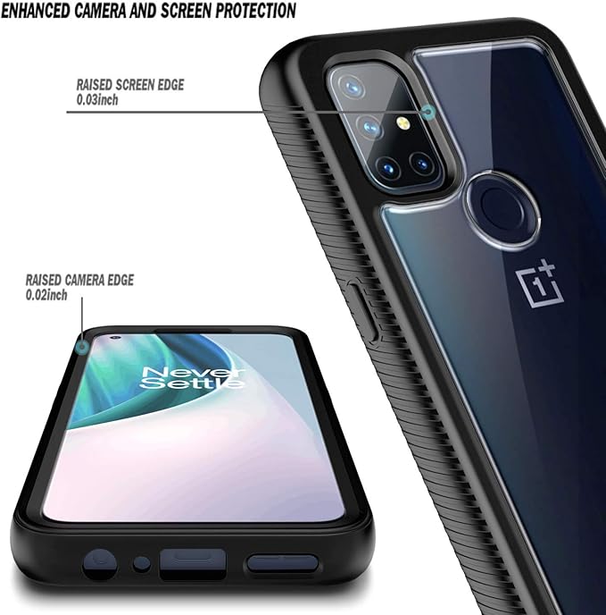 NZND for OnePlus Nord N10 5G Case with Built-in Screen Protector, [16FT Military Grade Drop Tested] Full-Body Protective Shockproof Rugged Bumper Case (Black)
