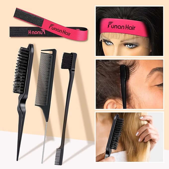 7Pcs Hair Wax Set for Non-Greasy Styling - Includes Wax Sticks, Finishing Sticks, Styling Combs, and Elastic Bands