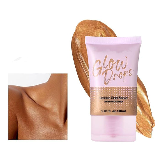 MAEPEOR Glow Liquid Foundation Waterproof Dewy Foundation With Slight Shimmer 2 Colors Nourishing Glow Body Liquid Bronzer for Radiant, Natural Sunkissed Complexion (30ml, Color 02)