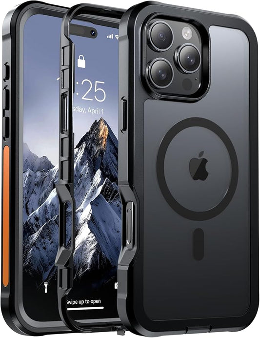 for iPhone 16 Pro Max case, [Compatible with MagSafe][Military Grade Drop Protection][Heavy Duty Protection][Non-Slip][Shockproof] with 2-Layer Durable Bumper Phone Case 6.9''-Black
