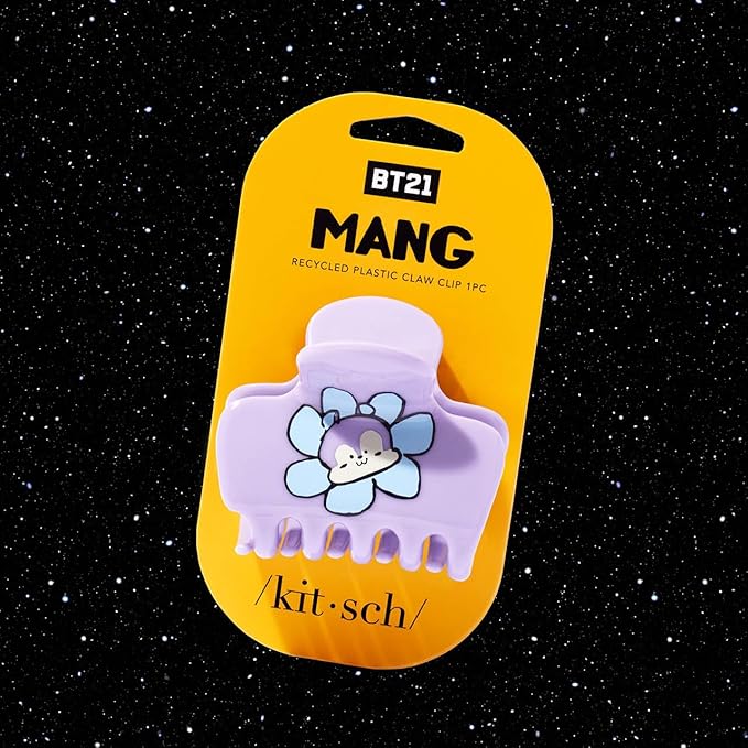 Kitsch BT21 Recycled Plastic Puffy Medium Hair Clips for Women, Claw Clips for Thin and Short Hair