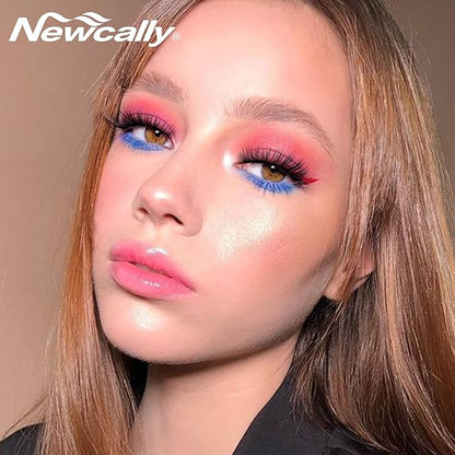 Newcally Lashes Mink False Eyelashes Natural Look Wispy Clear lash Band Fake Eyelashes Volume 3D Curly Strip Volume Cat Eye Lashes Pack 14 Pairs