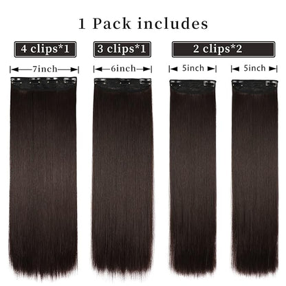4Pcs Hair Extensions Clip in Brown Black Clip in Hair Extensions for Women Straight Hair Extensions Long 20 Inches(4pcs, 20Inch, 4#)
