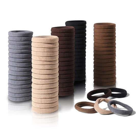 100 Pcs Thick Seamless Brown Hair Ties, Ponytail Holders Hair Accessories No Damage for Thick Hair (Natural Colors)