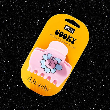 Kitsch BT21 Recycled Plastic Puffy Medium Hair Clips for Women, Claw Clips for Thin and Short Hair, Cute Claws for Girls, Cooky
