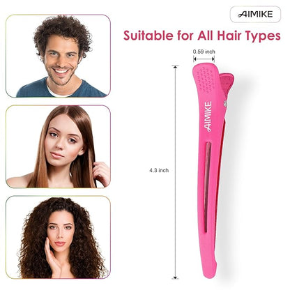 Neon Hair Clips, AIMIKE 6 Pcs Duck Billed Hair Roller Clips for Professional Hairstyling and Cutting - 4.3" Long