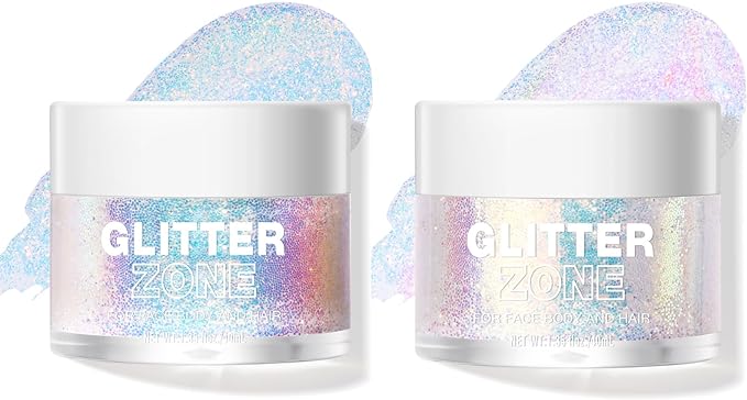 2 Pack Body Glitter Gel - Cosmetic-Grade, Color Changing Christmas Glitter Makeup for Face, Body, and Hair, Safe and Easy to Use, Perfect for Festivals Parties (01 Golden Mirage + 02 Stardust Pink)