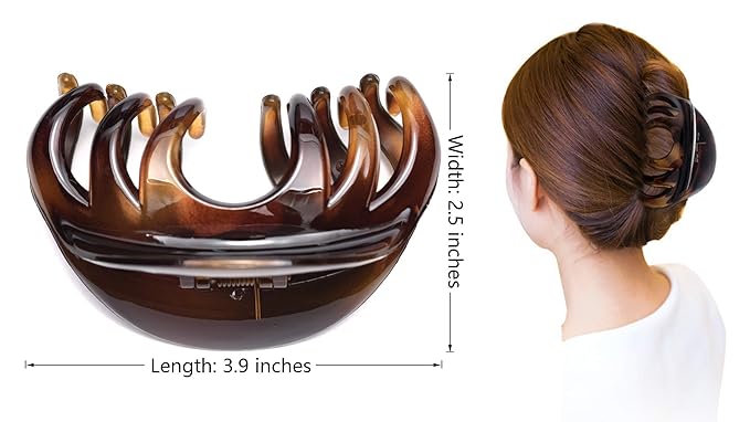 4 Inch Hair Claw for Women, Pretty Clip, Grip for Thick Hair, Coffee