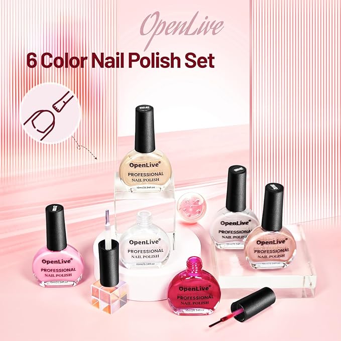 10ml Glitter Nail Polish Set 6 Colors Glitter Red Glitter Pink Glitter White Nail Polish Set for Nail Art