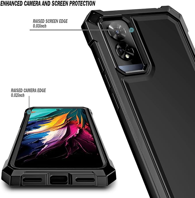Designed for TCL 50 XE 5G Phone Case, 50 XE NXTPAPER 5G Case with Screen Protector, [Raised Corners Drop Protection] Full-Body Protective Shockproof Rugged Bumper Cover (Black)