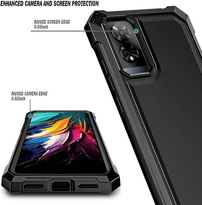 Designed for TCL 50 XE 5G Phone Case, 50 XE NXTPAPER 5G Case with Screen Protector, [Raised Corners Drop Protection] Full-Body Protective Shockproof Rugged Bumper Cover (Black)