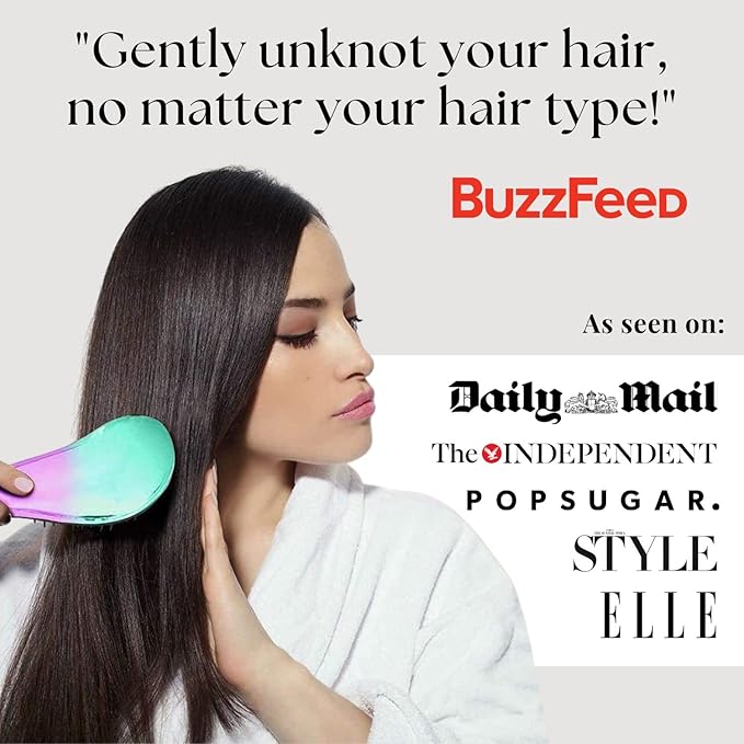Lily England Detangler Hair Brush for Curly, Thick, Straight & Natural Hair - Gentle Detangling Brush for Women, Kids & Toddlers with Flexible Bristles - Smooth Hairbrush for Wet & Dry Hair, Ombre