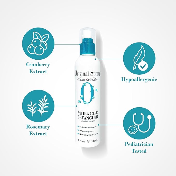 Original Sprout Miracle Detangler Spray, Lightweight Non-Greasy Leave-In Conditioner Spray for All Hair Types, Smooths, Softens & Detangles, Vegan, Cruelty-Free, Safe for Kids & Adults, 8 fl oz