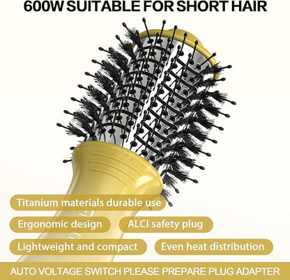 DAN Technology Hair Dryer Brush & Mini Curling Wand Set - 1 Inch Travel Set with 3 Temperature Settings - Hot Air Brush for Drying, Styling, Curling, and Volumizing