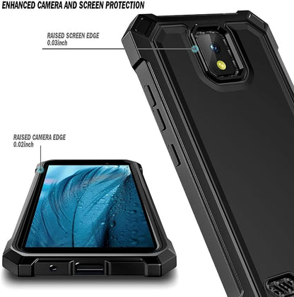Designed for Hot Pepper Panca Phone Case with [Tempered Glass Screen Protector], Full-Body Protective Shockproof Rugged Bumper Cover Case (Black)