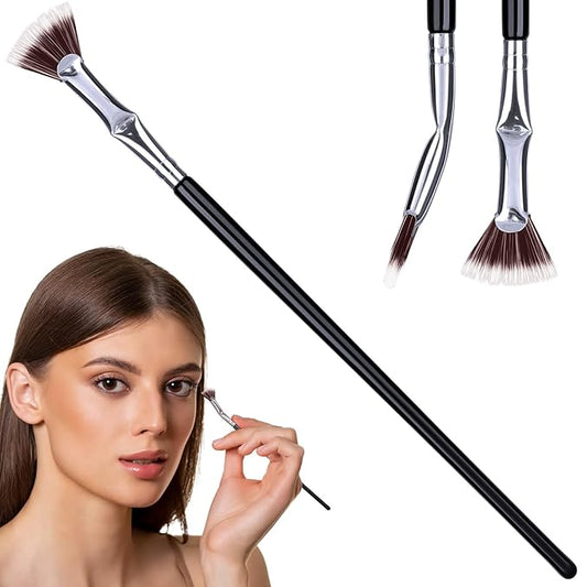 PAGOW Folding Angle Scalloped Lash Brush, Eyelash Comb Separator Makeup Tool, Multifunctional Mascara Fan Brush with Soft Bristles for Upper Lower Eye Lash (Brown Bristles), 1 Pcs